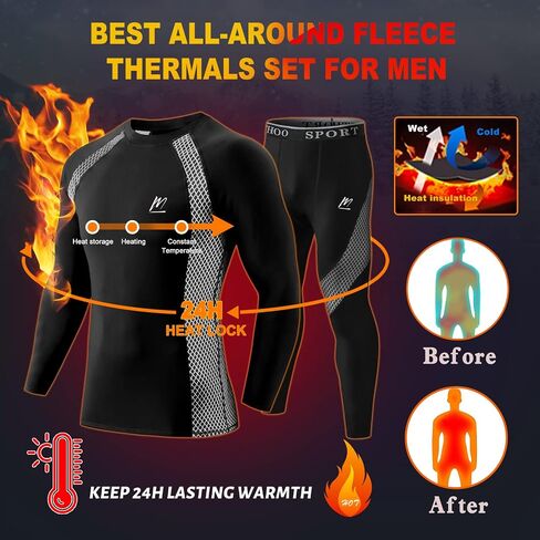 Thermal Underwear Set for MenTurtleneck Base Layer Men Cold Weather Long Johns Ski Hunting Gear Winter Top Bottoms in Saudi Arabia