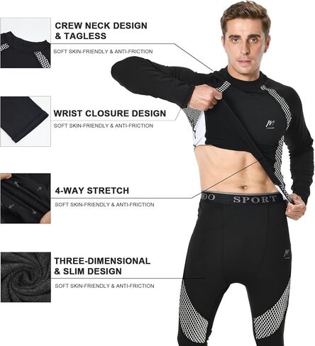 Thermal Underwear Set for MenTurtleneck Base Layer Men Cold Weather Long Johns Ski Hunting Gear Winter Top Bottoms in Saudi Arabia