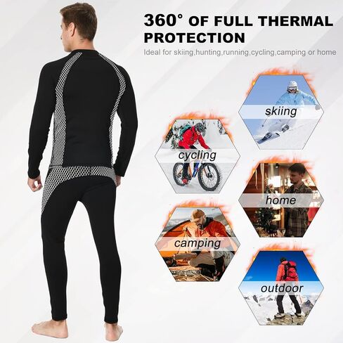 Thermal Underwear Set for MenTurtleneck Base Layer Men Cold Weather Long Johns Ski Hunting Gear Winter Top Bottoms in Saudi Arabia