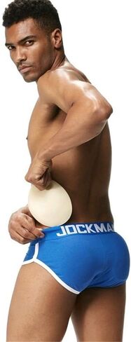 Mens Underwear Briefs Sexy Bulge Front + Back buttocks Double Removable Push Up Cup (XXL, Naveblue) in Saudi Arabia