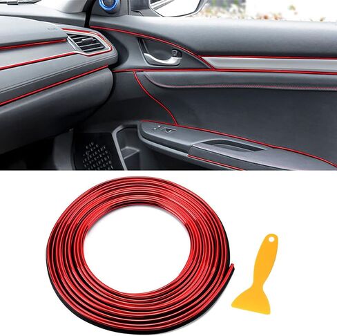 16.4ft Car Interior Moulding Trim Car Decorative Filler Insert Strips with Installation Tool, Flexible Electroplating Decoration Styling Door Dashboard Strip in Kuwait