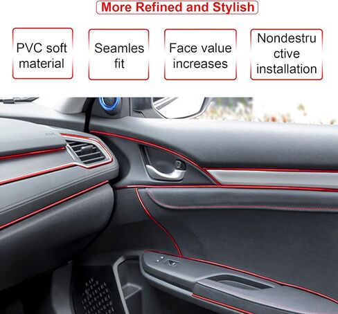 16.4ft Car Interior Moulding Trim Car Decorative Filler Insert Strips with Installation Tool, Flexible Electroplating Decoration Styling Door Dashboard Strip in Kuwait