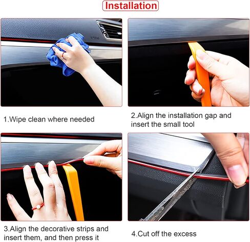 16.4ft Car Interior Moulding Trim Car Decorative Filler Insert Strips with Installation Tool, Flexible Electroplating Decoration Styling Door Dashboard Strip in Kuwait