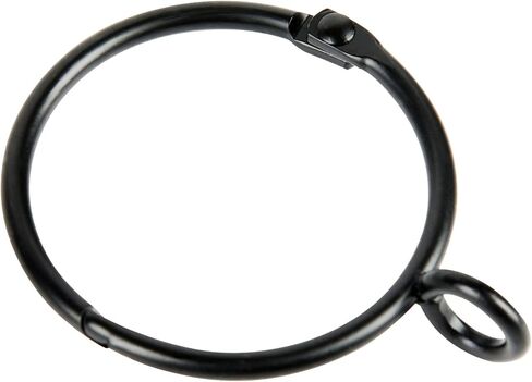 30-Pack Curtain Rings with Eyelets, 1.25-Inch Drapery Rings, Hinge Snap-Joint Design, Compatible with Curtain Rods Up to 1 Inches (Black) in Saudi Arabia