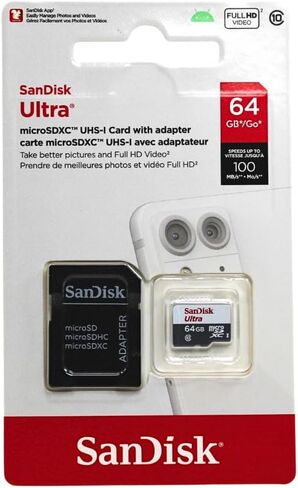 SanDisk Ultra 32GB UHS-I/Class 10 Micro SDHC Memory Card With Adapter - SDSDQUAN-032G-G4A in Kuwait