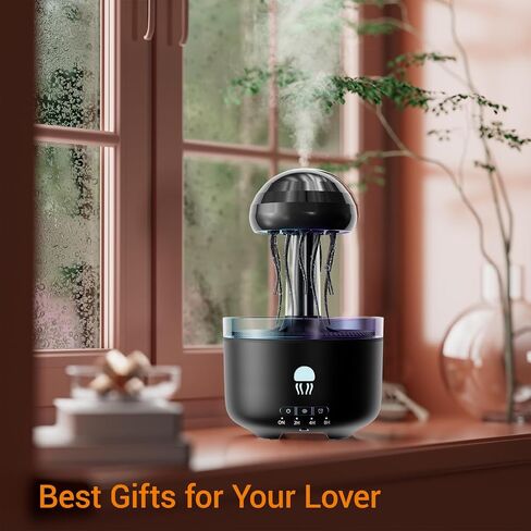 300ML Jellyfish Essential Oil Diffuser, Humidifiers for Bedroom with Remote Control, Home Fragrance Aroma Diffuser, with 7 LED Color Changing Light and Auto-Off Switch-(Black) in Saudi Arabia