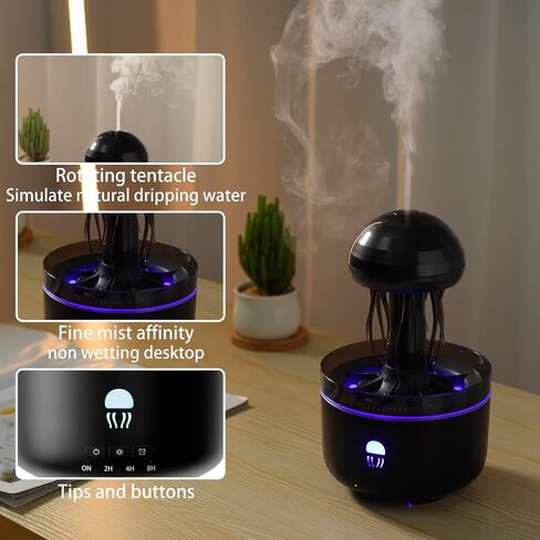 300ML Jellyfish Essential Oil Diffuser, Humidifiers for Bedroom with Remote Control, Home Fragrance Aroma Diffuser, with 7 LED Color Changing Light and Auto-Off Switch-(Black) in Saudi Arabia