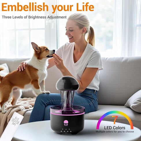 300ML Jellyfish Essential Oil Diffuser, Humidifiers for Bedroom with Remote Control, Home Fragrance Aroma Diffuser, with 7 LED Color Changing Light and Auto-Off Switch-(Black) in Saudi Arabia