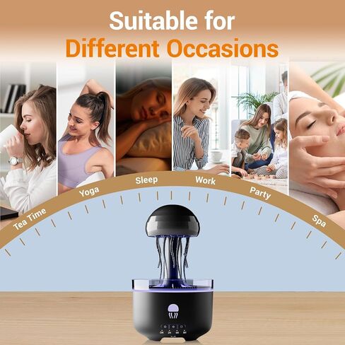 300ML Jellyfish Essential Oil Diffuser, Humidifiers for Bedroom with Remote Control, Home Fragrance Aroma Diffuser, with 7 LED Color Changing Light and Auto-Off Switch-(Black) in Saudi Arabia