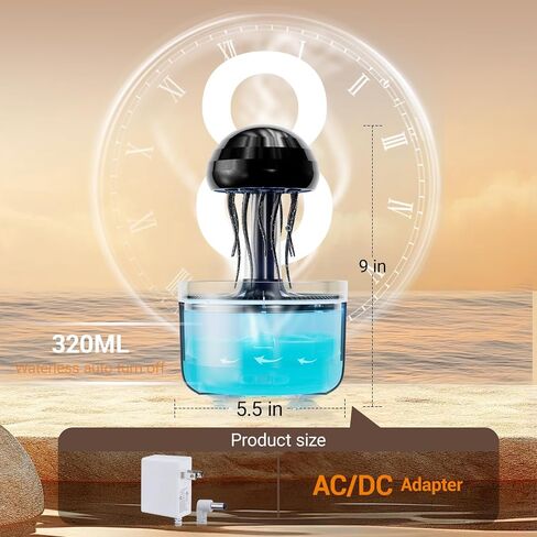 300ML Jellyfish Essential Oil Diffuser, Humidifiers for Bedroom with Remote Control, Home Fragrance Aroma Diffuser, with 7 LED Color Changing Light and Auto-Off Switch-(Black) in Saudi Arabia