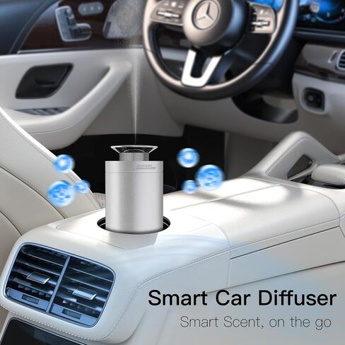 Waterless Essential Oil Diffuser Rechargeable, Portable Car Scent Diffuser Smart Auto On/Off, 3 Mist Mode & Timer, Mini Aromatherapy Scent Air Diffuser for Home Office Car (Aluminum Sliver) in Saudi Arabia