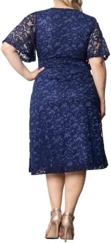 Kiyonna Plus Size Starry Sequin Lace Midi Cocktail Dress | Party, Holiday, & Wedding Guest Dress in Saudi Arabia