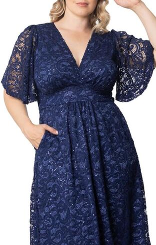 Kiyonna Plus Size Starry Sequin Lace Midi Cocktail Dress | Party, Holiday, & Wedding Guest Dress in Saudi Arabia