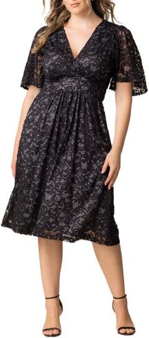 Kiyonna Plus Size Starry Sequin Lace Midi Cocktail Dress | Party, Holiday, & Wedding Guest Dress in Saudi Arabia