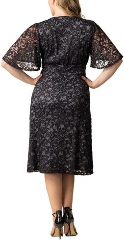 Kiyonna Plus Size Starry Sequin Lace Midi Cocktail Dress | Party, Holiday, & Wedding Guest Dress in Saudi Arabia