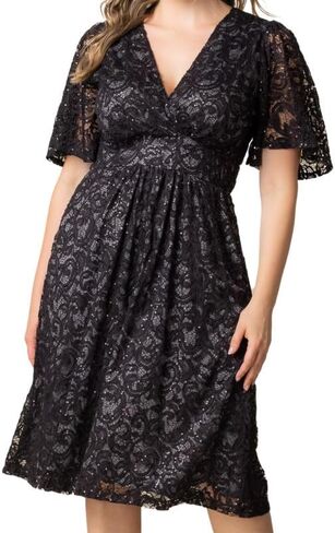 Kiyonna Plus Size Starry Sequin Lace Midi Cocktail Dress | Party, Holiday, & Wedding Guest Dress in Saudi Arabia