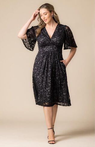 Kiyonna Plus Size Starry Sequin Lace Midi Cocktail Dress | Party, Holiday, & Wedding Guest Dress in Saudi Arabia