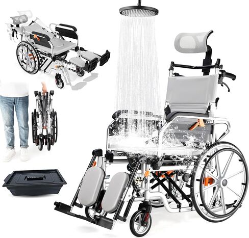 Tripaide Folding Lightweight Wheelchair, Transport Wheelchairs for Adults, with Flip-Backs Arms & Breathable Seat Cushion, All Terrain Wheelchair, 220 lbs Capacity in Saudi Arabia