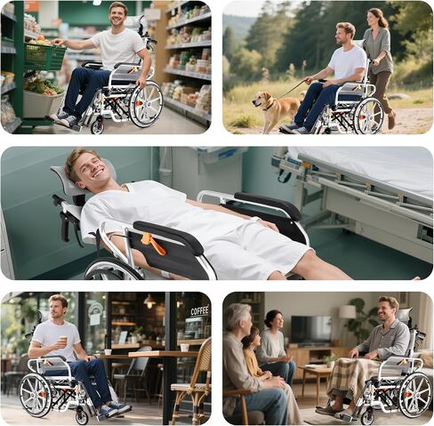 Tripaide Folding Lightweight Wheelchair, Transport Wheelchairs for Adults, with Flip-Backs Arms & Breathable Seat Cushion, All Terrain Wheelchair, 220 lbs Capacity in Saudi Arabia