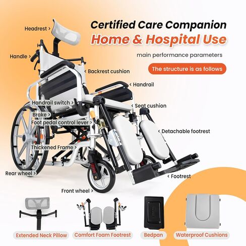 Tripaide Folding Lightweight Wheelchair, Transport Wheelchairs for Adults, with Flip-Backs Arms & Breathable Seat Cushion, All Terrain Wheelchair, 220 lbs Capacity in Saudi Arabia