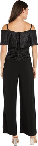 R&M Richards Glam Glitter Jacquard Cold-Shoulder Jumpsuit W/Ruched Bodice & Wide Legs in Saudi Arabia