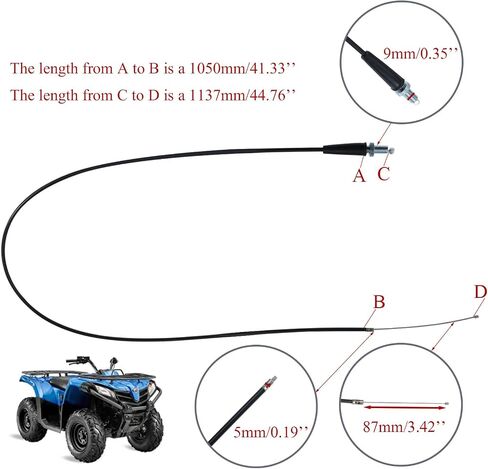46" Throttle Cable Fit for 50cc 70cc 90cc 110cc 125cc 140cc 4-Stroke Engine Dirt Pit Bike Mini Bike Motocross125 150 Moped ATV Go Kart in Saudi Arabia