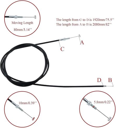 46" Throttle Cable Fit for 50cc 70cc 90cc 110cc 125cc 140cc 4-Stroke Engine Dirt Pit Bike Mini Bike Motocross125 150 Moped ATV Go Kart in Saudi Arabia