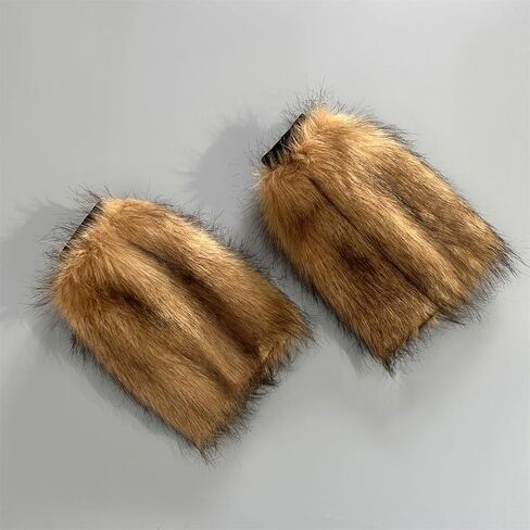 Dikoaina Faux Fur Leg Warmers for Women and Girls, Medium Soft Fuzzy Winter Boot Cuff Wrist Covers Boots Sleeves, 6.7 Inches in Saudi Arabia