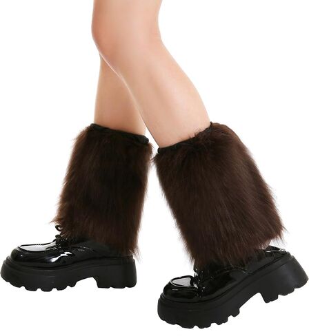 Dikoaina Faux Fur Leg Warmers for Women and Girls, Medium Soft Fuzzy Winter Boot Cuff Wrist Covers Boots Sleeves, 6.7 Inches in Saudi Arabia