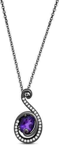 Jewelili Enchanted Disney Fine Jewelry Black Rhodium over Sterling Silver with 1/5 CTTW Diamond and Amethyst Ursula Pendant Necklace in Saudi Arabia