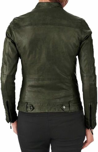 Sid Red Scarlet Lambskin Leather Womens سترة ، سترة راكب الدراجة النارية in Kuwait