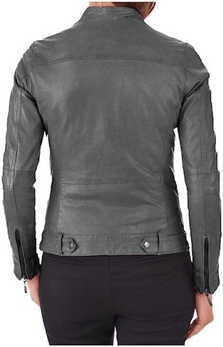 Sid Red Scarlet Lambskin Leather Womens سترة ، سترة راكب الدراجة النارية in Kuwait