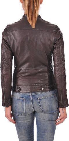 Sid Red Scarlet Lambskin Leather Womens سترة ، سترة راكب الدراجة النارية in Kuwait