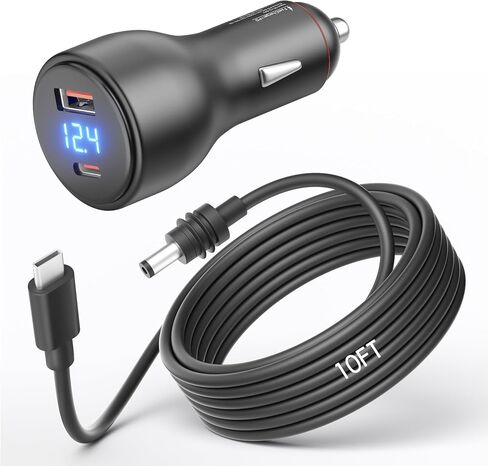 3 في 1 Starlink Mini Cable Car Charger 5.9ft محول سيارة لـ Starlink Mini USB C إلى DC Power Cable ومحول سجائر DC 12V-24V مع نوع العرض الرقمي C PD 100W/USB A 18W PORT 18AWG in Saudi Arabia