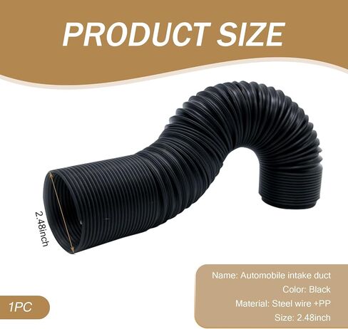 1-Pack Telescopic Hose, 2.48 Inch Car Air Guide Wide Mouth Extension, PP Material Adjustable Air Intake Device, Suitable for Most Cars (Black #63MM) in Saudi Arabia