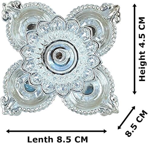 NOBILITY German Silver Diya with Blue Gift Box Panchmukhi Dia Pooja Items Diwali Decoration Puja Gifts Handmade Oil Lamp Traditional Indian Deepawali Gift Items in Saudi Arabia