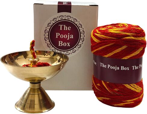مصباح زيت النحاس DIYA مع DIYA BATI ، MOLI/KALAWA FOR AARTI ، DIWALI ، NAVRATRAS ، LIGHTING ، HAWAN PUJA ، Hindu Puja Deepak مع Jott Bati و Roli in Saudi Arabia