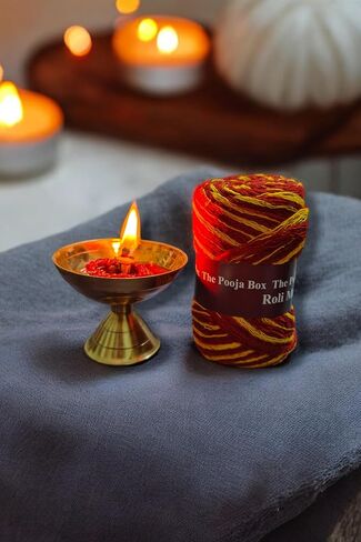 مصباح زيت النحاس DIYA مع DIYA BATI ، MOLI/KALAWA FOR AARTI ، DIWALI ، NAVRATRAS ، LIGHTING ، HAWAN PUJA ، Hindu Puja Deepak مع Jott Bati و Roli in Saudi Arabia