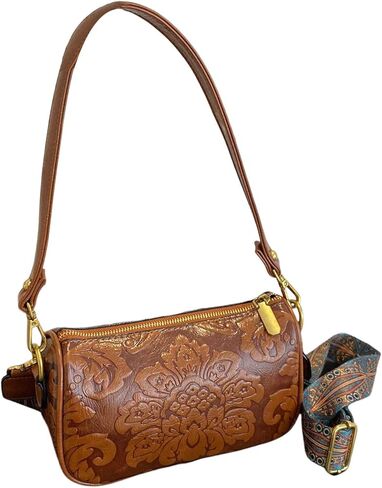QWINEE Women's Western Purse Floral Shoulder Bag Zipper Leather Crossbody Bag Vintage Hobo Square Purse in Kuwait