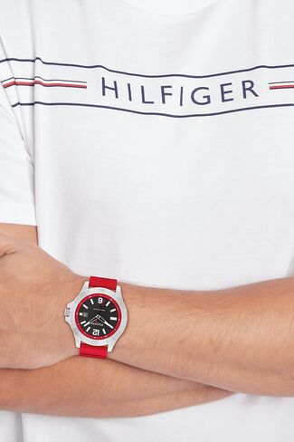 Tommy Hilfiger Men's Quartz Stainless Steel and #Tide Ocean Recycled Plastic Nylon Strap Watch, Color: Black (Model: 1791993) in Saudi Arabia