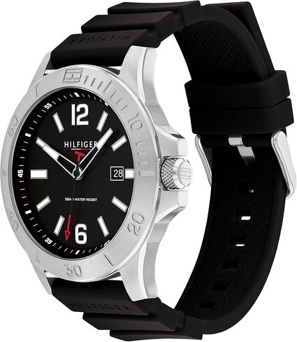 Tommy Hilfiger Men's Quartz Stainless Steel and #Tide Ocean Recycled Plastic Nylon Strap Watch, Color: Black (Model: 1791993) in Saudi Arabia