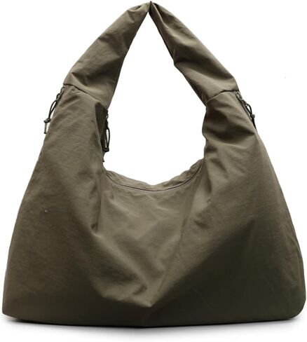 Slouchy Tote Bag 2025 Nylon Solid Pleated Handbag Men Women Large Shoulder Travel Gym Commute Hobo Weekend Vacation in Saudi Arabia