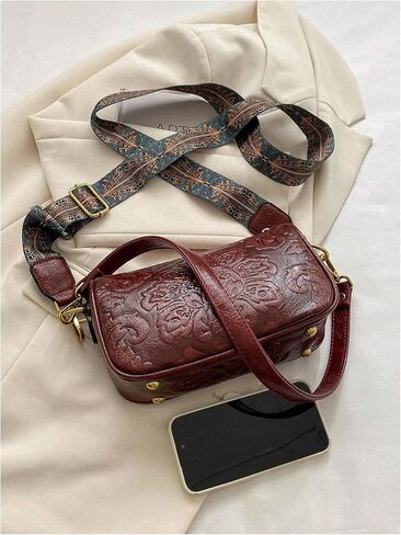 QWINEE WEIND WESTRY PARSE FLORAL COTTER COTTER BAG LEATHER CROSSBODY BAG VINTAGE HOBO Square Parse in Kuwait