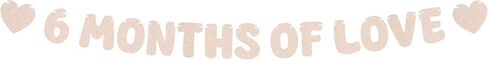Pre-Strung 6 Months of Love Banner - Rose Gold Glitter Happy 6 Months Birthday Decorations, Half Way to One Banner for Bor or Girl, Perfect for Gender Reveal Party/ Baby Half Birthday Party/ Baby Shower, Photo Booth Props in Kuwait