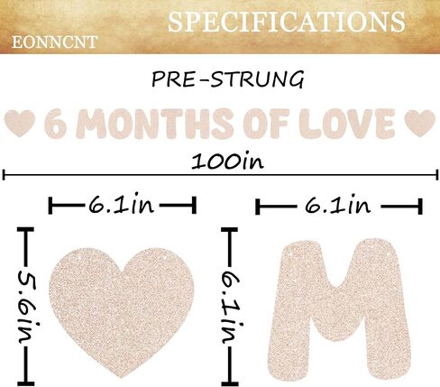 Pre-Strung 6 Months of Love Banner - Rose Gold Glitter Happy 6 Months Birthday Decorations, Half Way to One Banner for Bor or Girl, Perfect for Gender Reveal Party/ Baby Half Birthday Party/ Baby Shower, Photo Booth Props in Kuwait