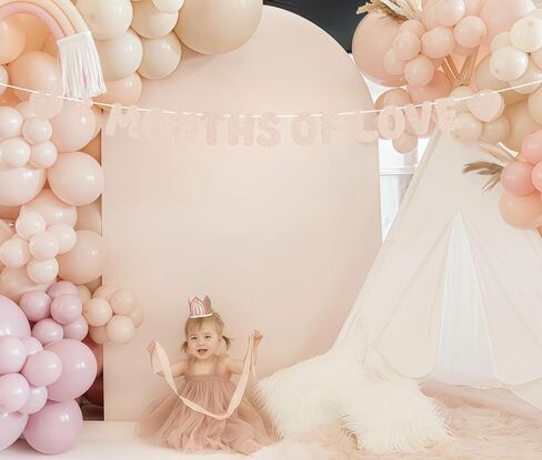 Pre-Strung 6 Months of Love Banner - Rose Gold Glitter Happy 6 Months Birthday Decorations, Half Way to One Banner for Bor or Girl, Perfect for Gender Reveal Party/ Baby Half Birthday Party/ Baby Shower, Photo Booth Props in Kuwait