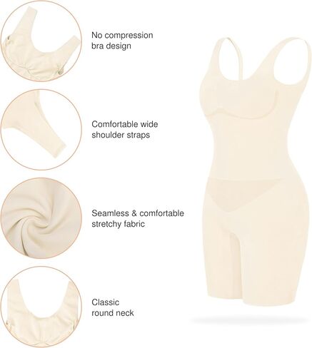 Popilush Shapewear Bodysuit for Women - Tummy Control Scoop Neck Body Shaper Sleeveless Sculpting Tank Tops in Saudi Arabia