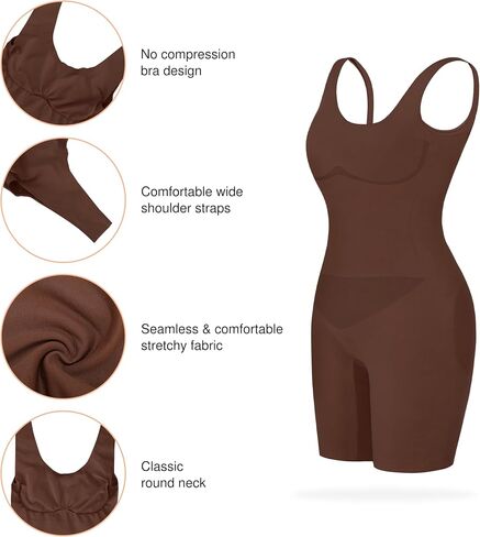 Popilush Shapewear Bodysuit for Women - Tummy Control Scoop Neck Body Shaper Sleeveless Sculpting Tank Tops in Saudi Arabia