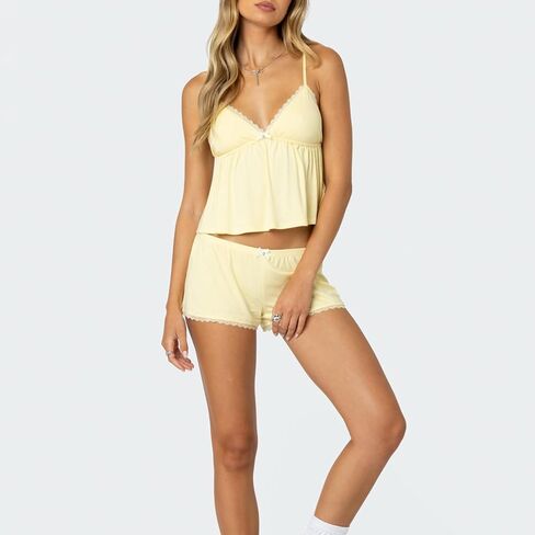 Cute Pajama Sets for Women Lace Trim V Neck Cami Tops and Shorts Matching Lounge Pj Sets Teens Y2K 2 Piece Outfit in Kuwait