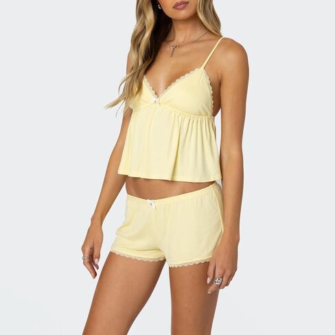 Cute Pajama Sets for Women Lace Trim V Neck Cami Tops and Shorts Matching Lounge Pj Sets Teens Y2K 2 Piece Outfit in Kuwait